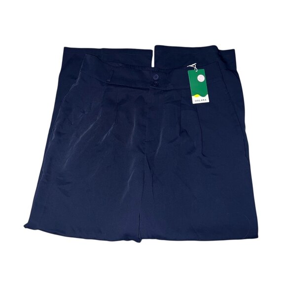 Halara High Waisted Shirred Straight Leg Work Pants Sz XL Womens Navy Blue Pocke - Picture 6 of 13